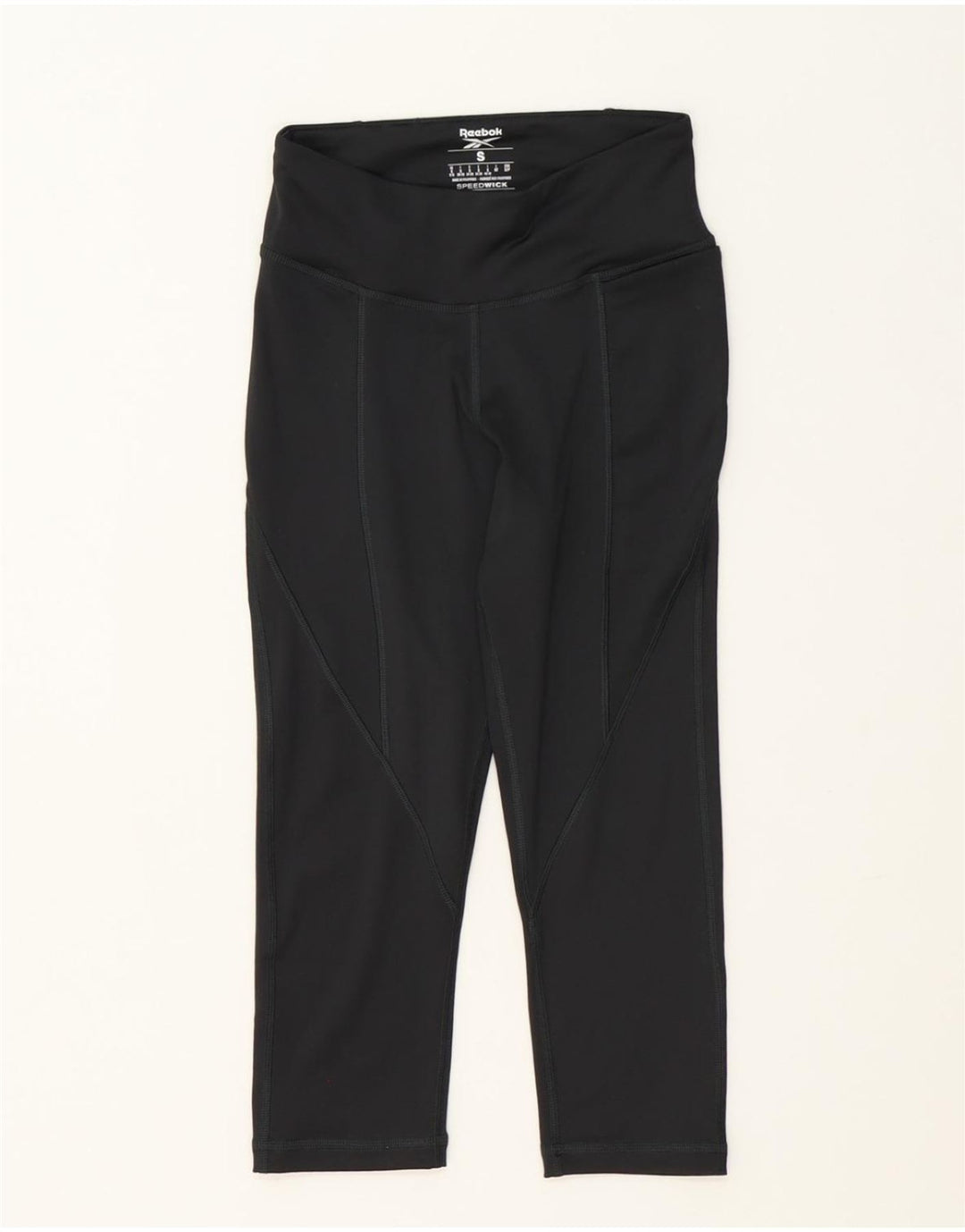 REEBOK Womens Capri Tracksuit Trousers UK 8/10 Small  Black Polyester Vintage Reebok and Second-Hand Reebok from Messina Hembry 
