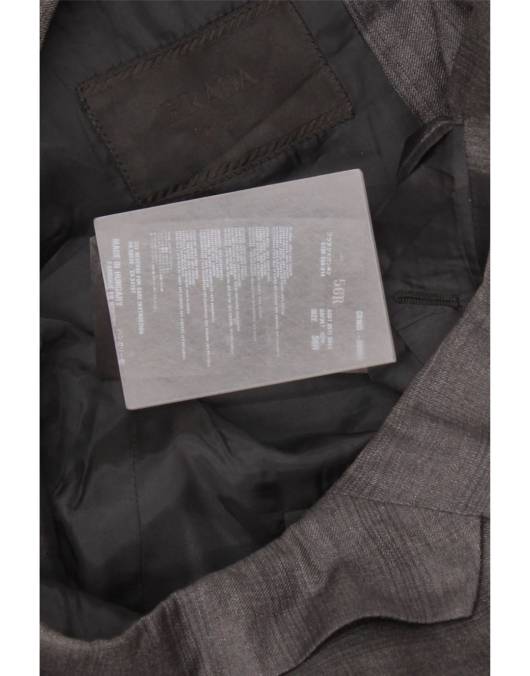 Prada Herren 2-Knopf-Blazerjacke IT 56 2XL Grau karierte Viskose