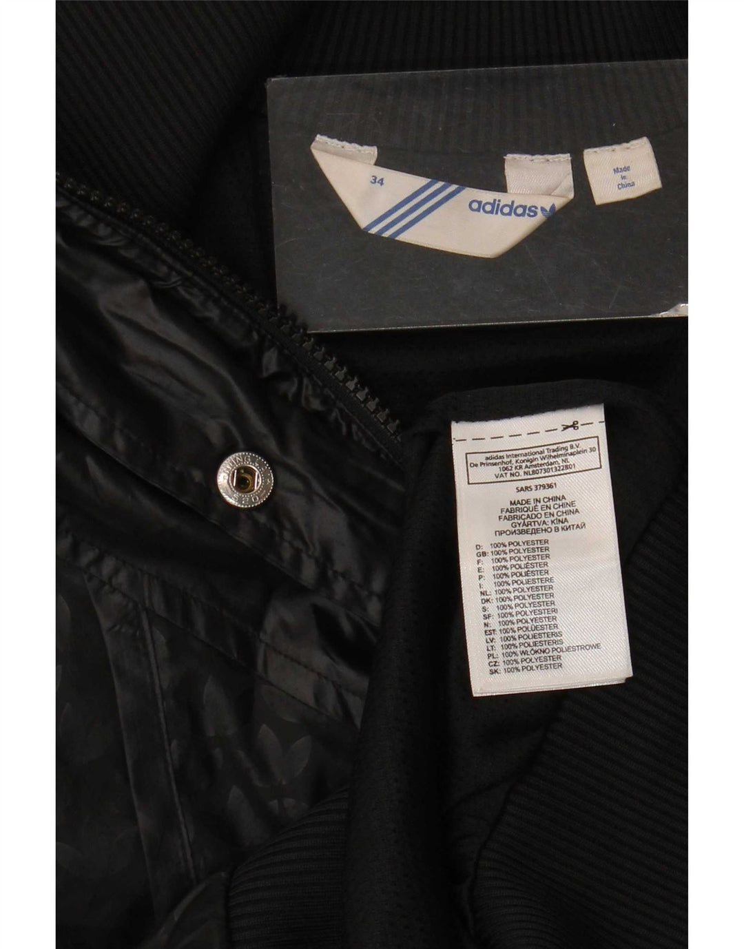 Adidas Damen Graphic Trainingsanzug Top Jacke EU 34 XS Schwarz Polyester
