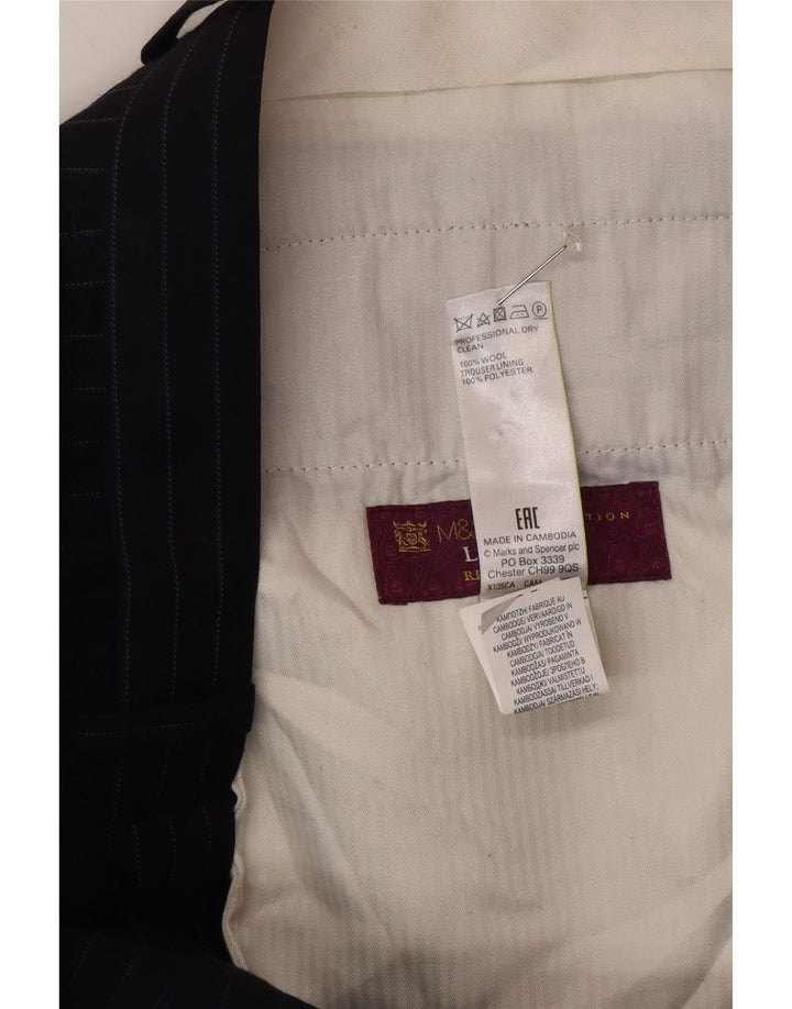 Marks & Spencer Herren-Anzughose in normaler Passform, W34, L31, Marineblau gestreift