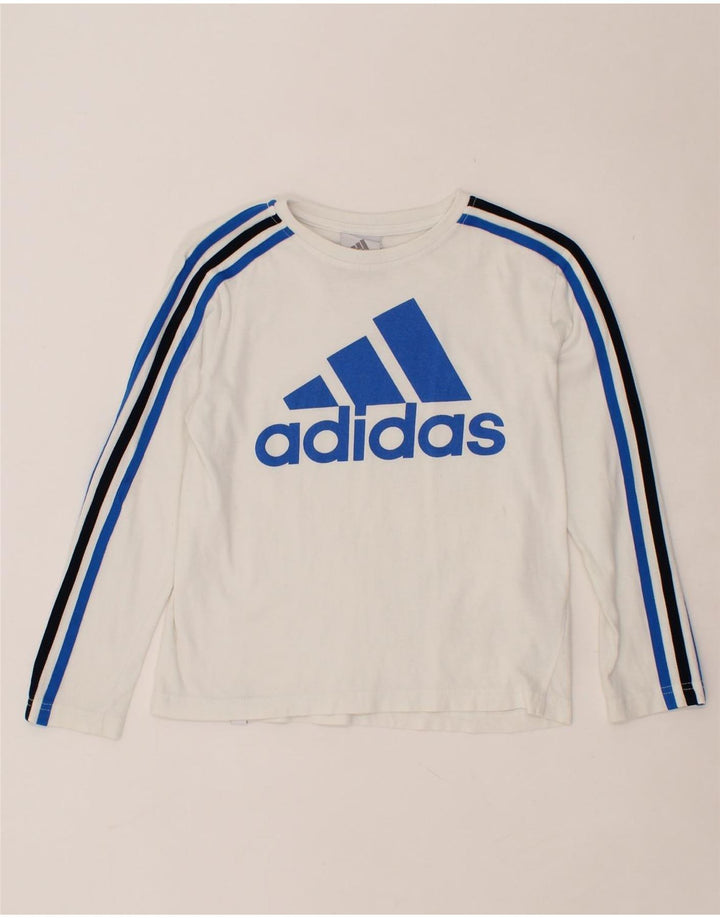 ADIDAS Boys Graphic Top Long Sleeve 11-12 Years White Cotton Vintage Adidas and Second-Hand Adidas from Messina Hembry 