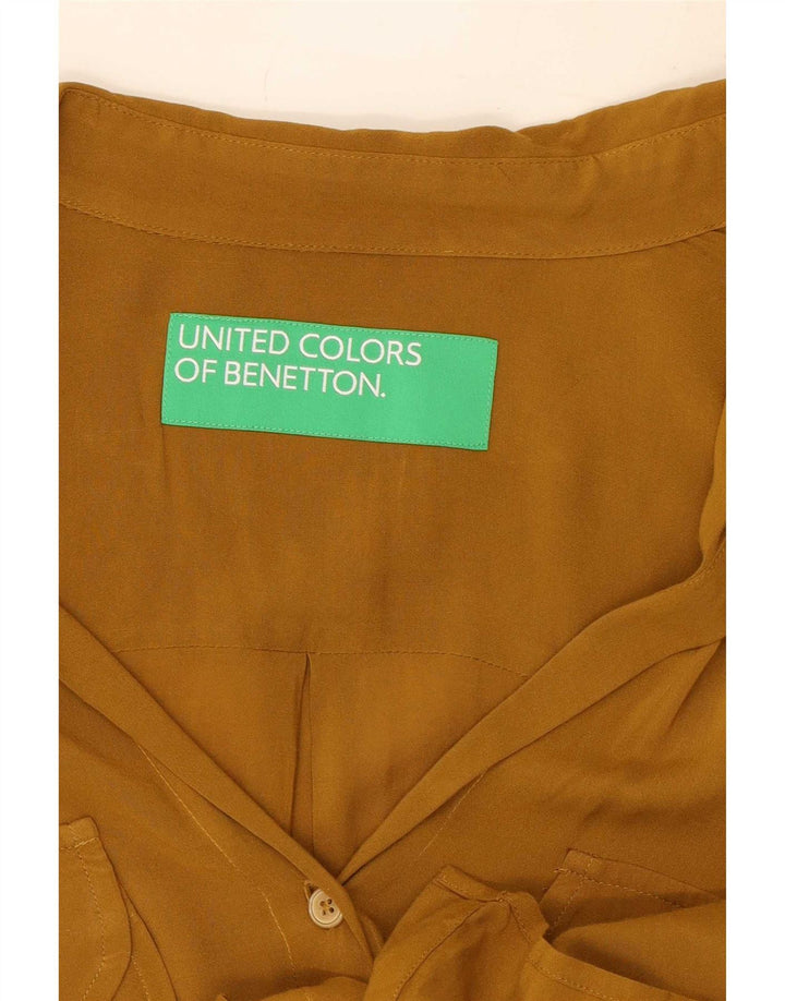 Benetton Damen Hemdbluse UK 16 Large Beige