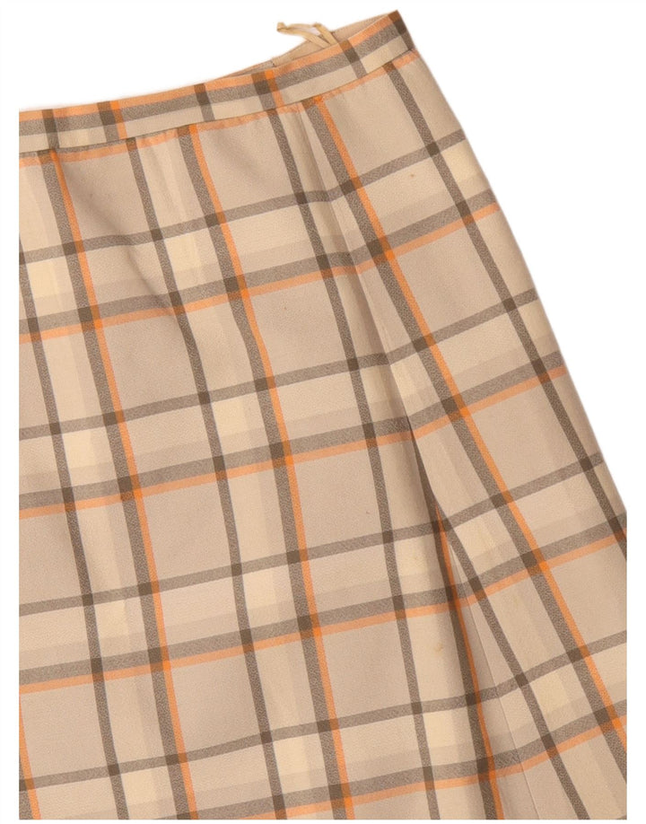 VINTAGE Damen A-Linienrock W30 Mittelbeige kariert