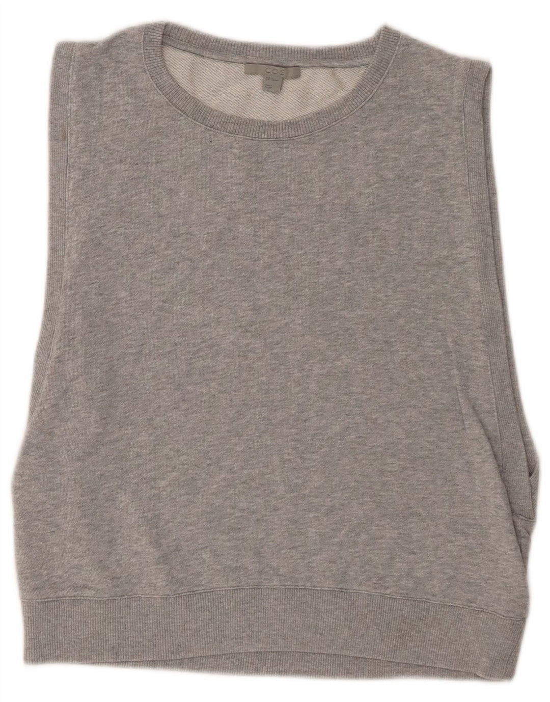 Cos Crop ärmelloser Sweatshirt-Pullover für Damen, UK 12, mittelgraue Baumwolle