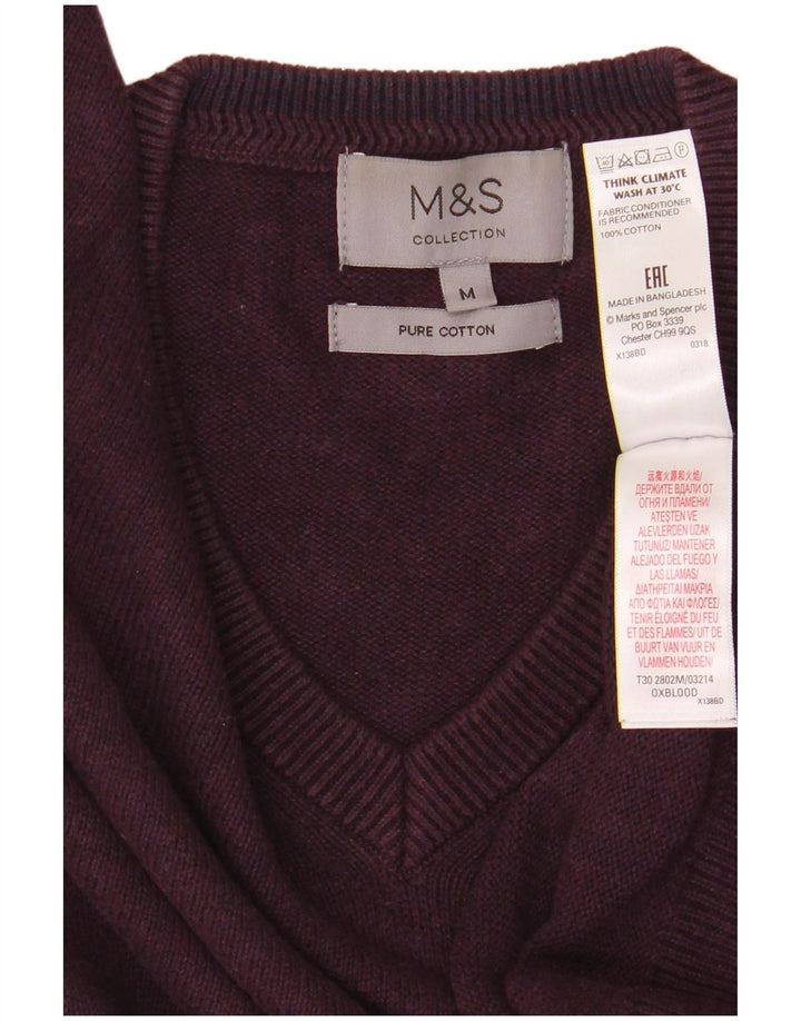 Marks & Spencer Herren-Pullover mit V-Ausschnitt, mittlere kastanienbraune Baumwolle