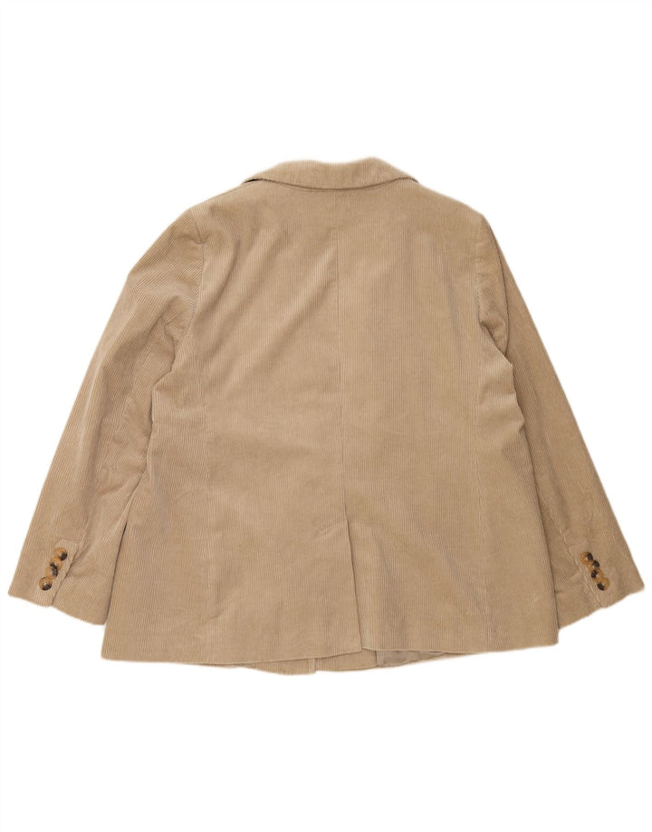 JAEGER Damen 1-Knopf-Blazer aus Cord, UK 20 2XL, beige Baumwolle