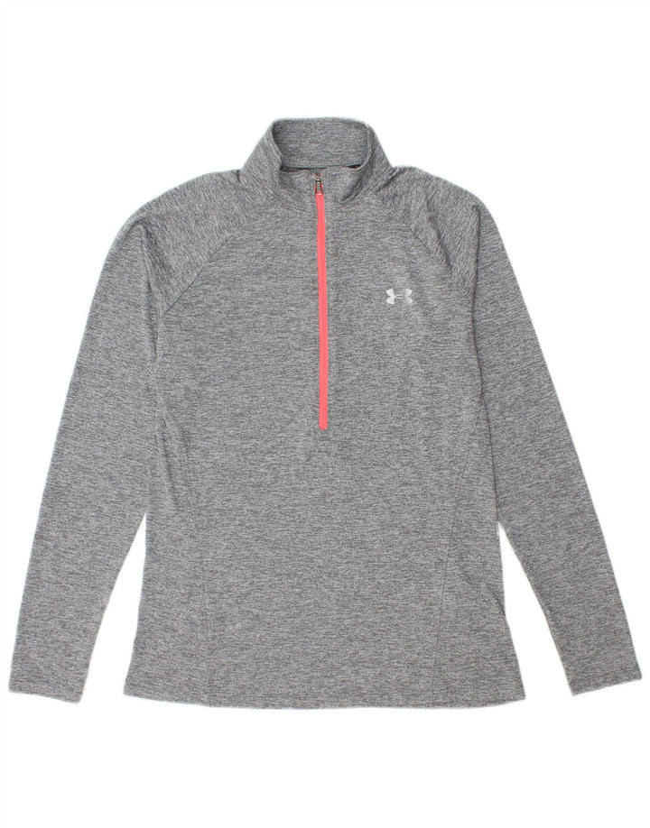 Under Armour Damen Heat Gear Pullover Trainingsanzug Top UK 14 Large Grau