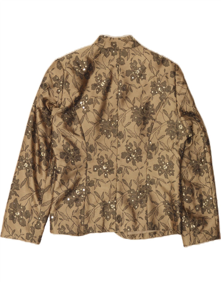 EASTEX Womens 6 Button Blazer Jacket UK 12 Medium Beige Floral Nylon Vintage Eastex and Second-Hand Eastex from Messina Hembry 