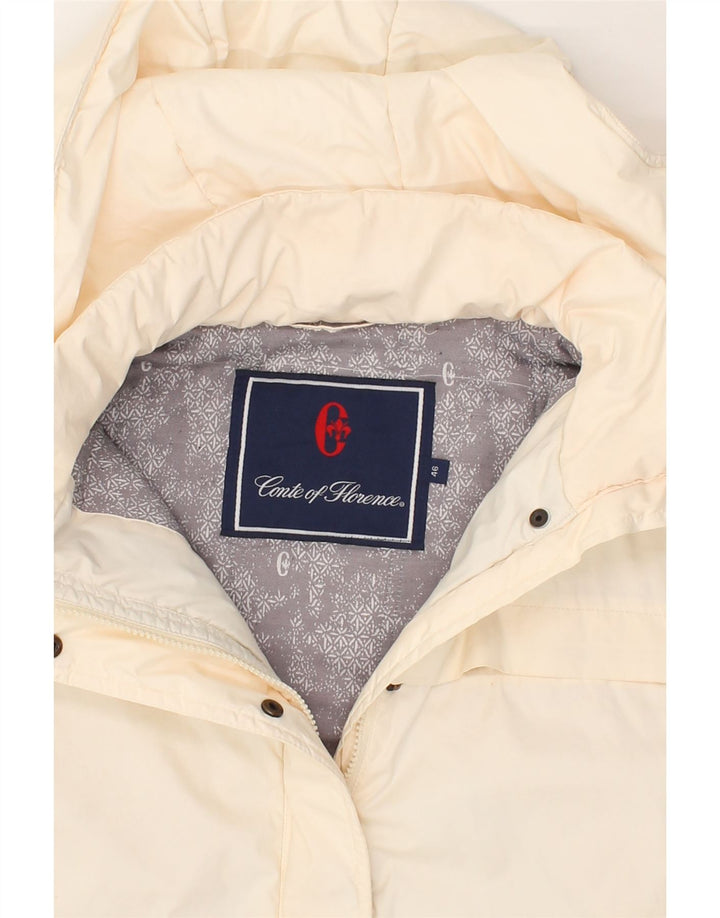 CONTE OF FLORENCE Womens Hooded Padded Jacket IT 46 Large Beige Polyester Vintage Conte of Florence and Second-Hand Conte of Florence from Messina Hembry 