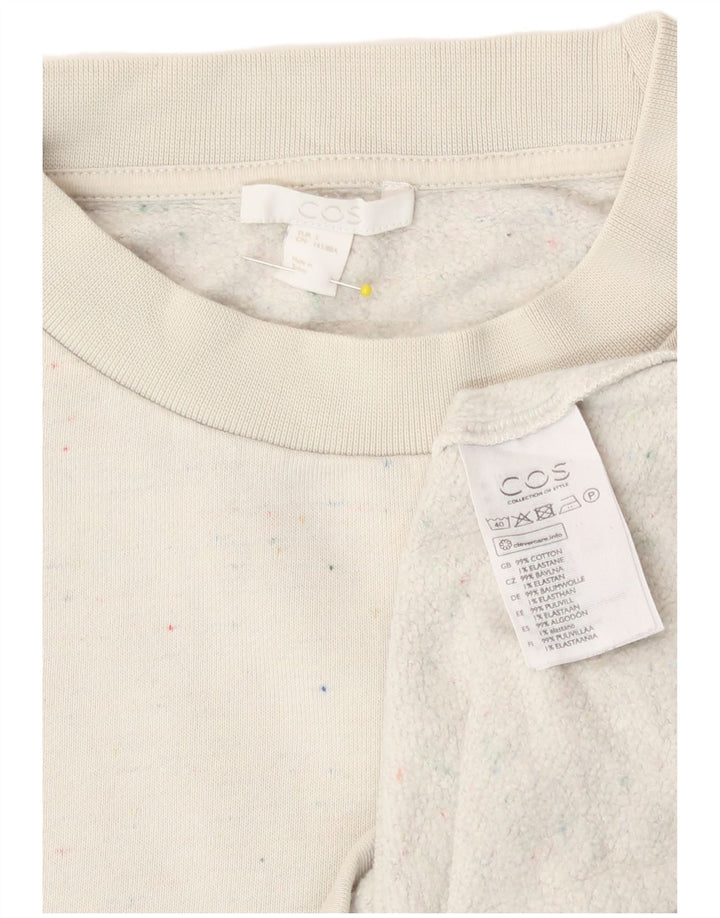 Cos Damen-Sweatshirt-Pullover in Übergröße, Gr. 10, Größe S, weiß gesprenkelte Baumwolle
