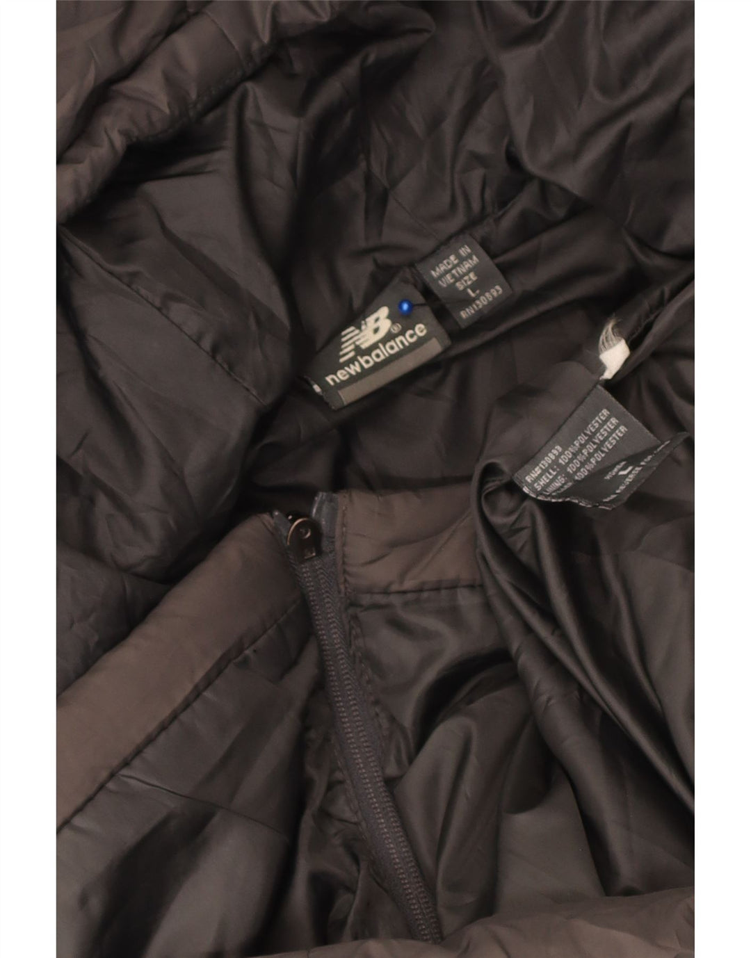 New Balance Wattierter Damenmantel mit Kapuze, UK 16, Größe L, Grau, Polyester