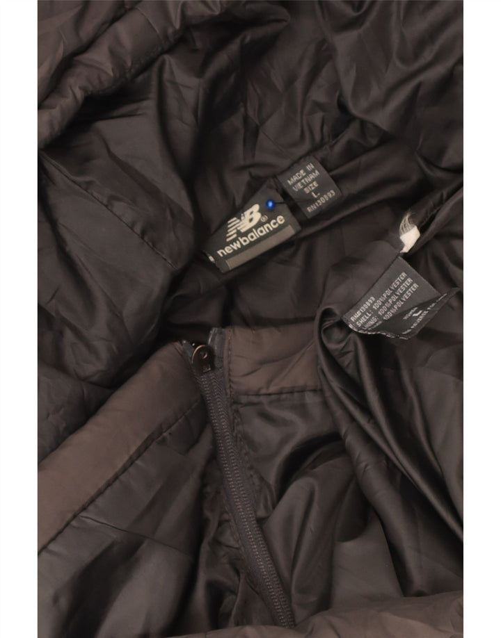 New Balance Wattierter Damenmantel mit Kapuze, UK 16, Größe L, Grau, Polyester