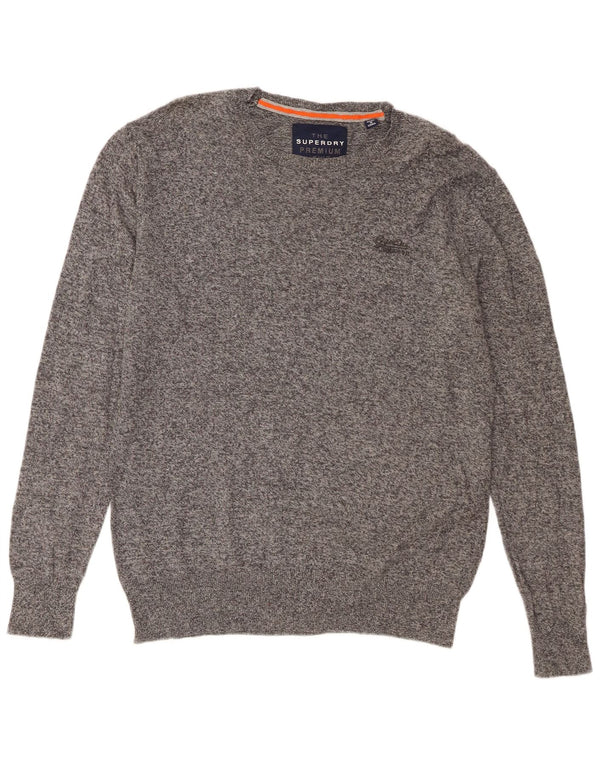 Superdry Mens Crew Neck Jumper Sweater XL Grey Flecked Cotton