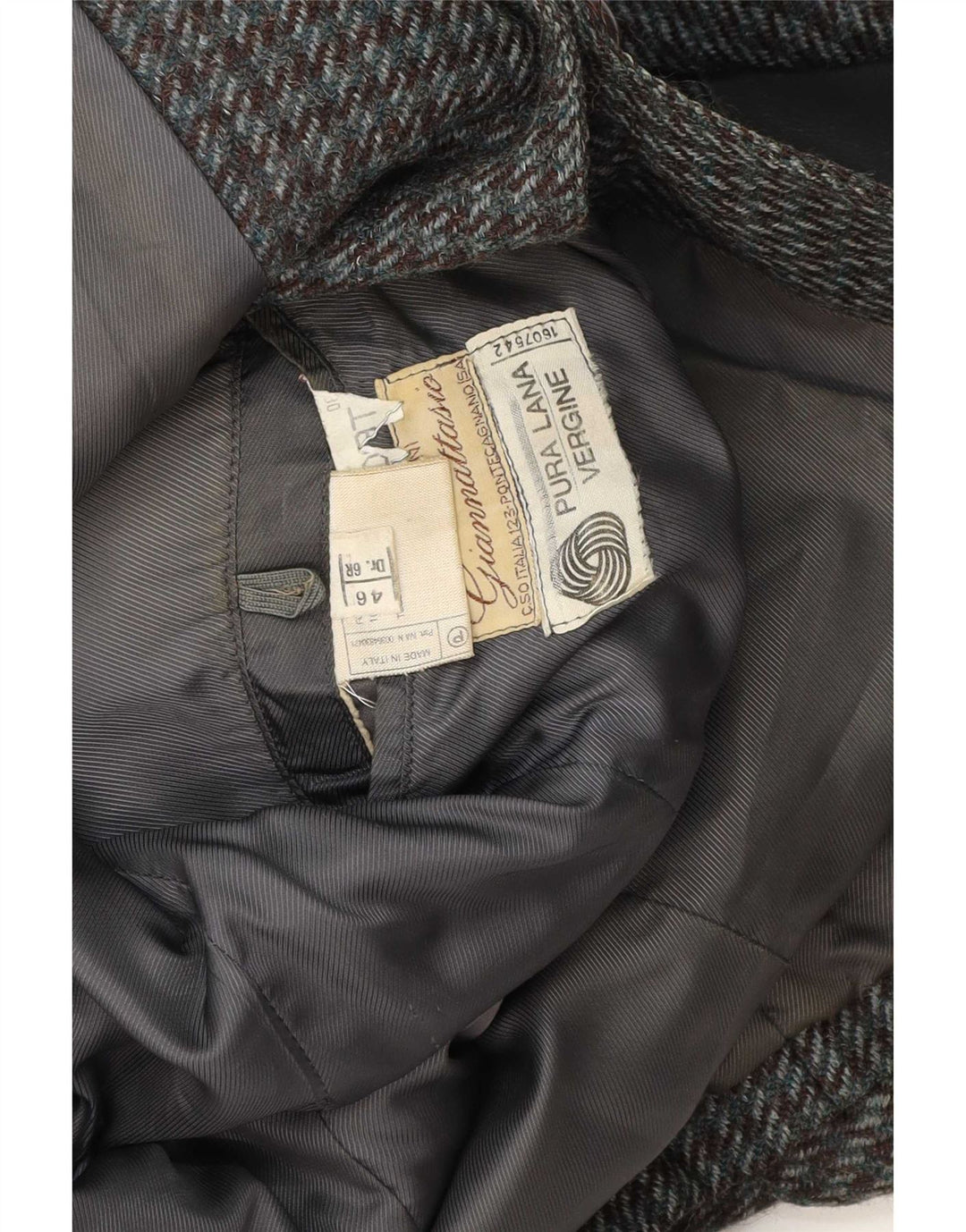 Vintage Herren 2-Knopf-Blazerjacke IT 46 Kleiner grauer Hahnentritt