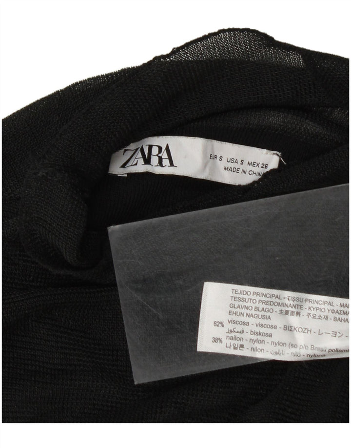 Durchsichtiges Blusenoberteil für Damen von Zara, UK 10, Größe S, schwarze Viskose
