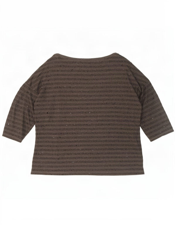 Zara Damen-Top, 3/4-Ärmel, UK 20 2XL, grau gestreift, Polyester