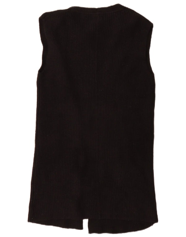 Fat Face Damen Longline ärmelloser offener Cardigan-Pullover UK 6 XS Schwarz