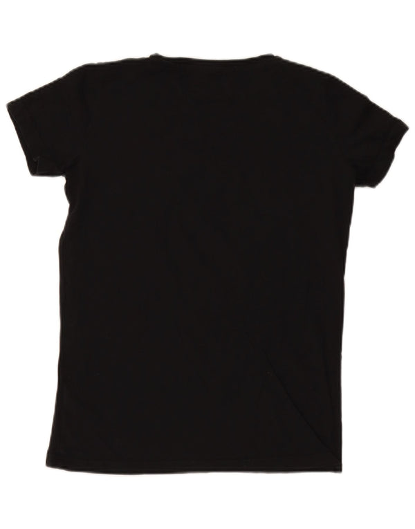 TRUSSARDI JEANS Damen Übergroßes Grafik-T-Shirt-Oberteil UK 2 2XS Schwarz