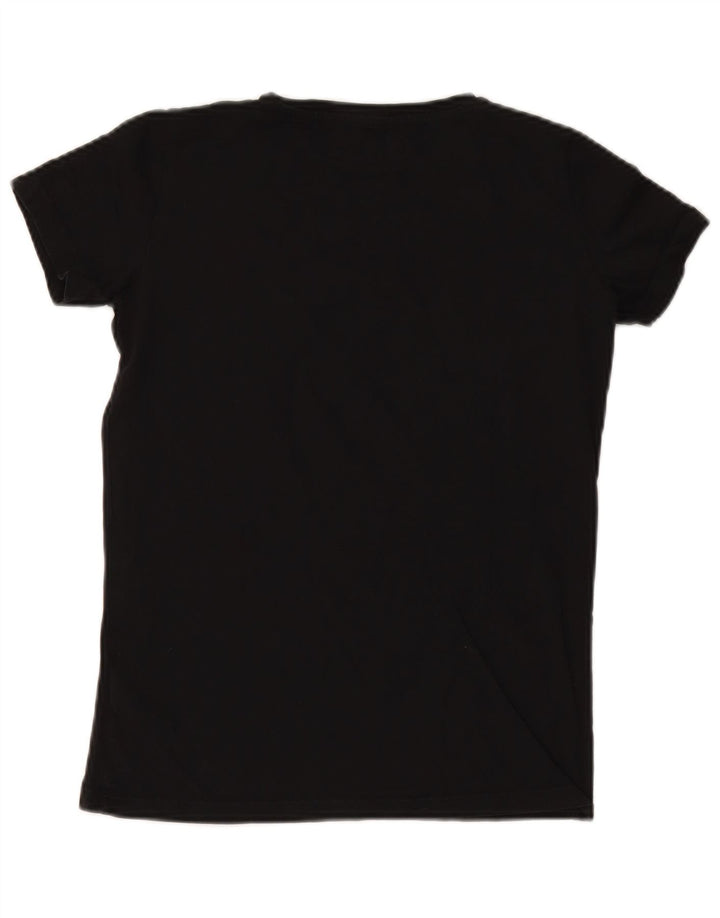 TRUSSARDI JEANS Damen Übergroßes Grafik-T-Shirt-Oberteil UK 2 2XS Schwarz