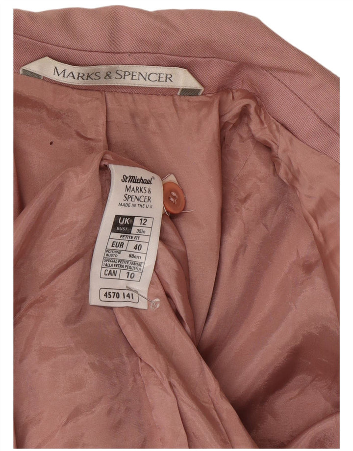 Marks & Spencer Damen-Blazerjacke mit 3/4-Ärmeln, UK 12, Mittelrosa