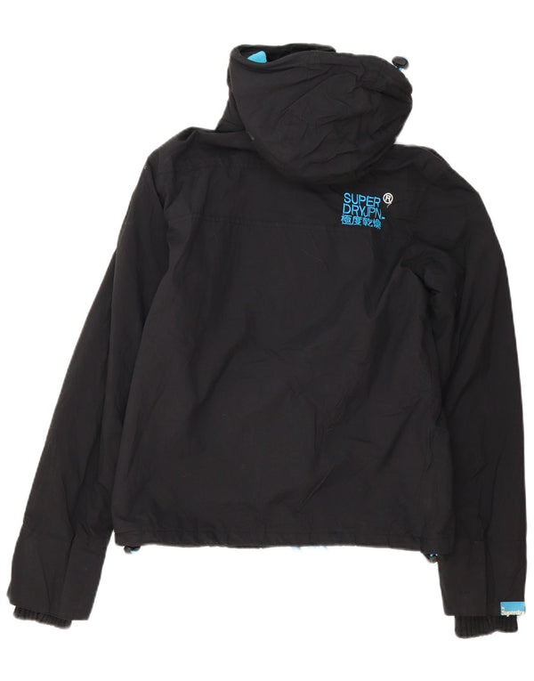 Superdry Damen Windcheater mit Kapuze, Windjacke, Gr. 10, Schwarz