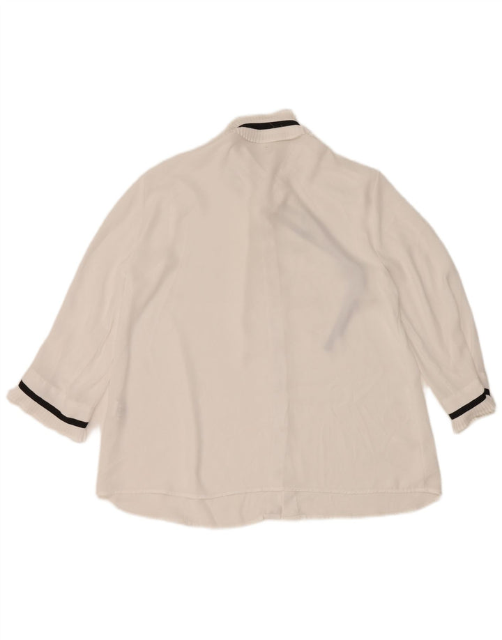 Zara Damen 3/4-Ärmel-Hemdbluse UK 14 Mittelweißes Polyester
