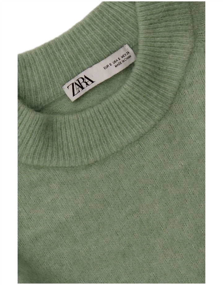 Zara Damen-Pullover, übergroß, Rundhalsausschnitt, Gr. 10, Größe S, Grün