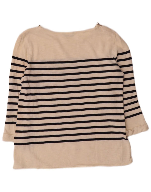 Massimo Dutti Damen-Top, 3/4-Ärmel, UK-Größe 12, mittelgrau, gestreift, Baumwolle