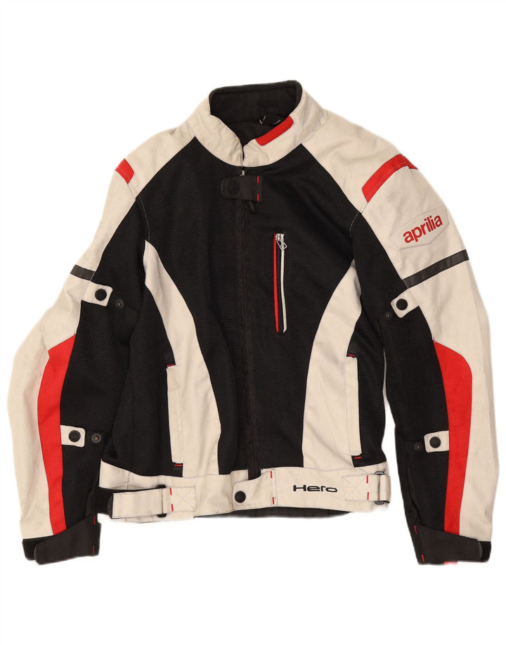 Aprilia Herren Graphic Racer Jacke UK 38 Mittelschwarzes Colourblock-Polyester