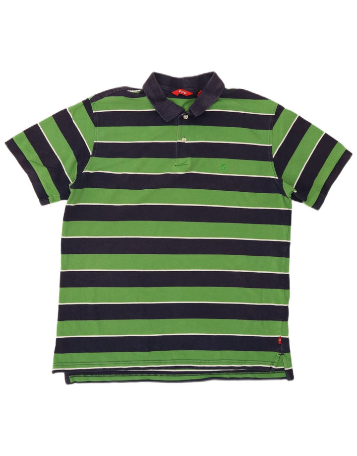 IZOD Herren-Poloshirt, groß, grün gestreift, Baumwolle