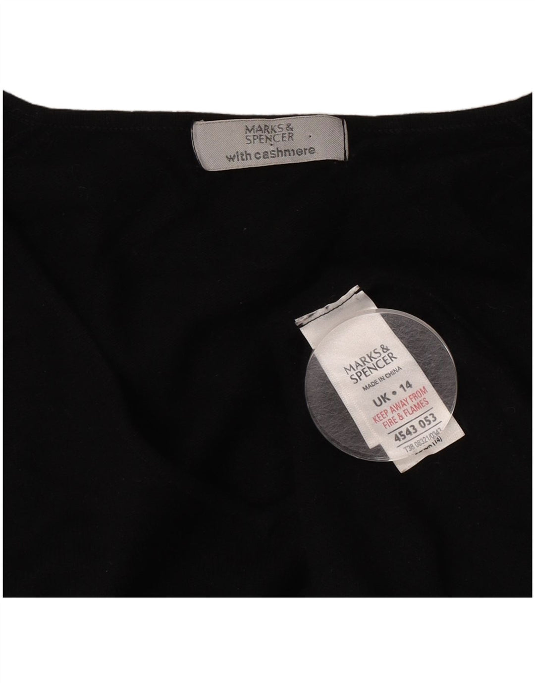 Marks & Spencer Damen Crop Pullover mit V-Ausschnitt, UK 14, Mittelschwarz
