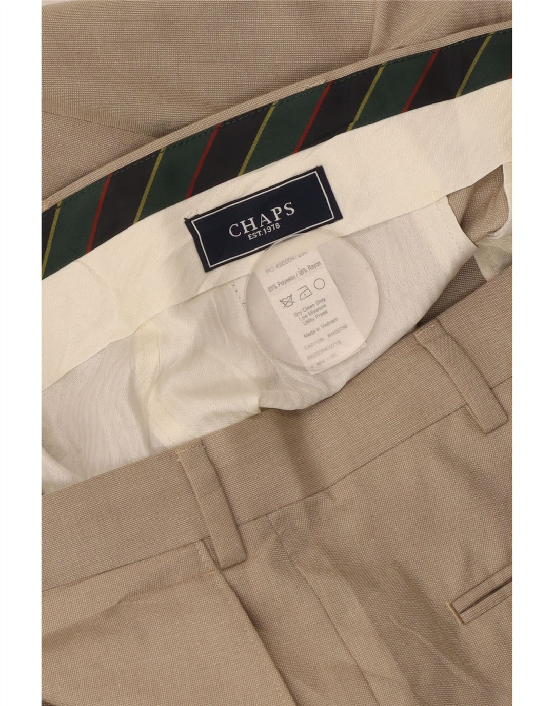 CHAPS Herren-Anzughose, gerade, W36, L32, Beige, Polyester