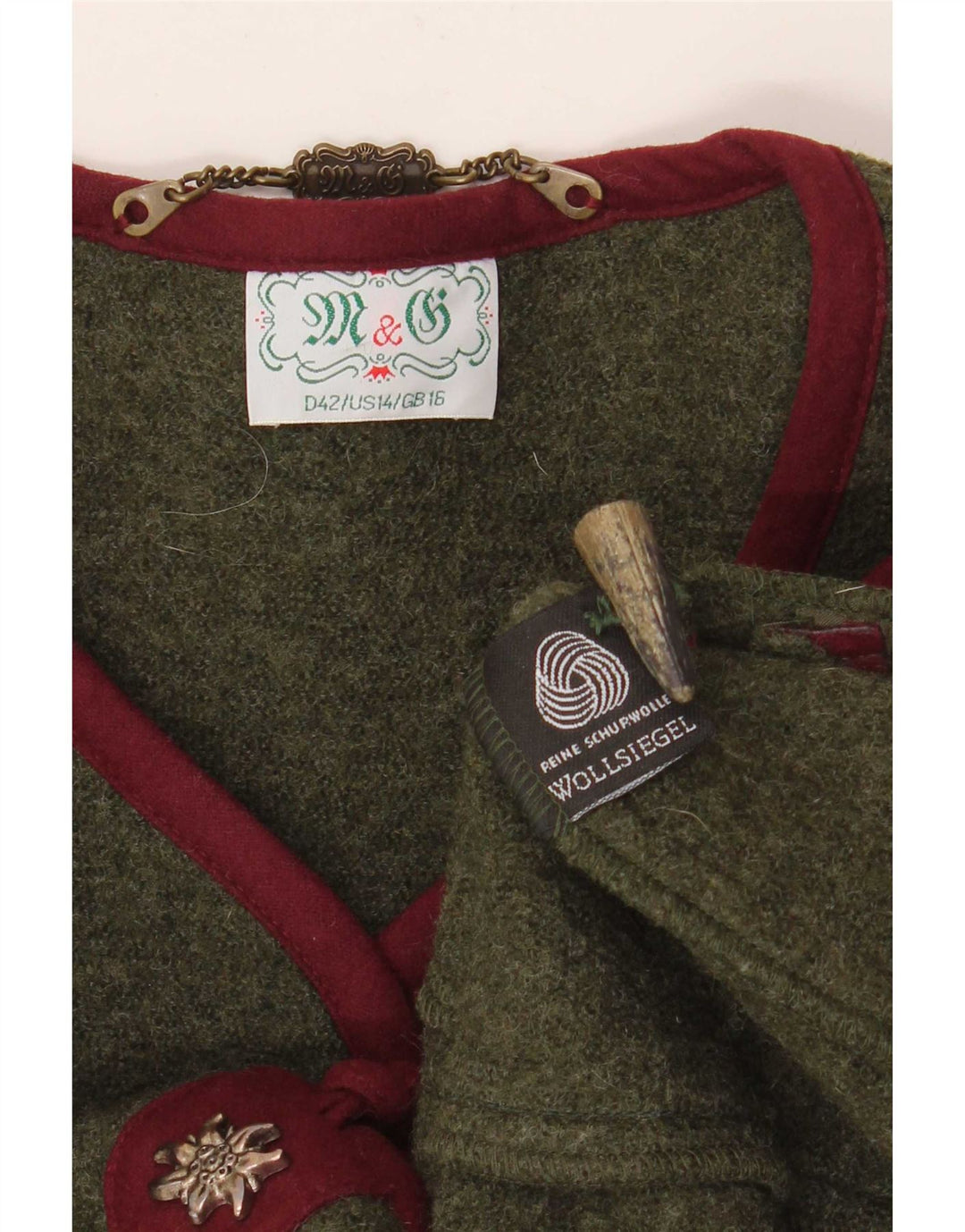 M & G Damen-Blazerjacke mit 3 Knöpfen, UK 16, große Khaki-Wolle