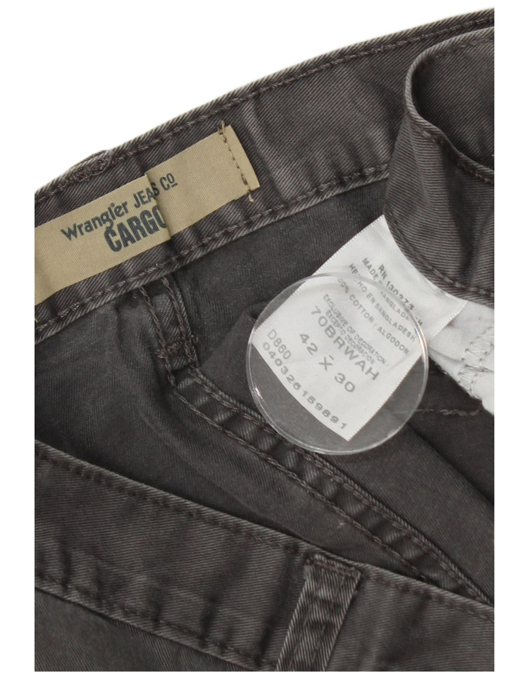 WRANGLER Gerade Cargohose für Herren, W42, L30, graue Baumwolle