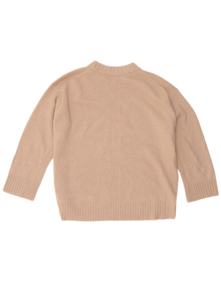 Reiss Damen-Pullover in Übergröße mit Rundhalsausschnitt, Gr. 10, Größe S, beige, Wolle
