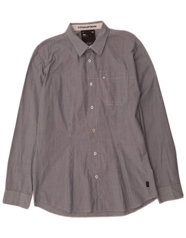 G-Star Mens Shirt XL Navy Blue Pinstripe Cotton