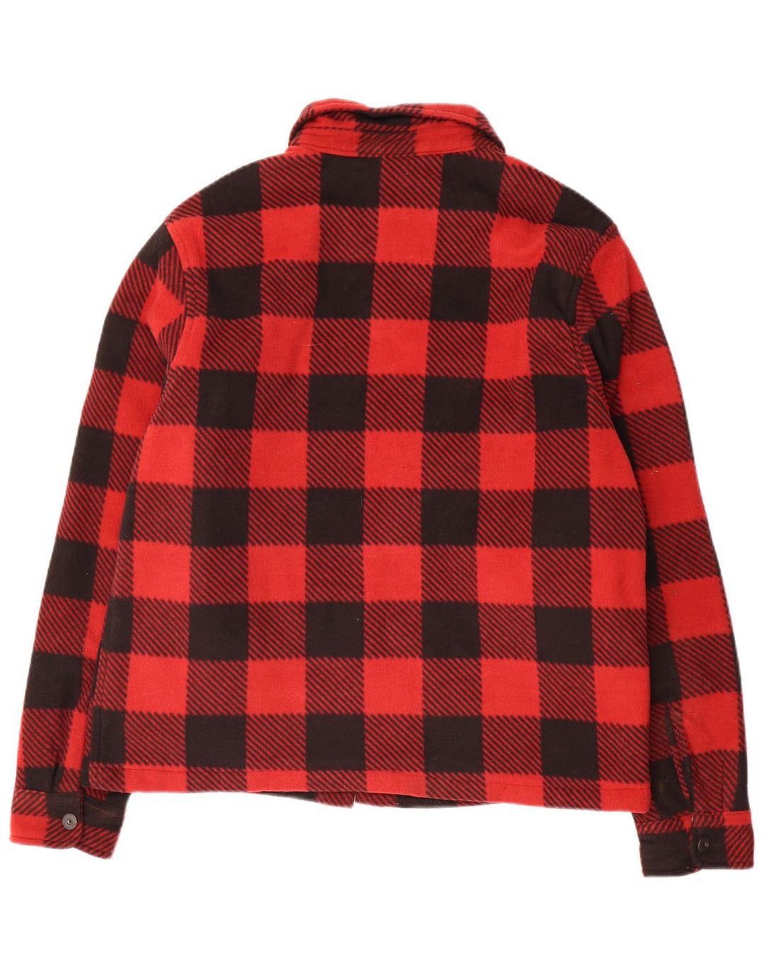 Vintage Herren Fleece Bomberjacke EU 50 Großes rot kariertes Polyester