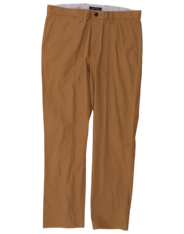 TOMMY HILFIGER Herren gerade Chinohose W34 L32 braune Baumwolle