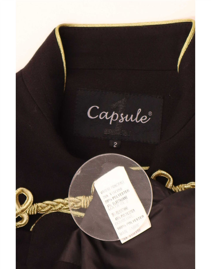 Capsule Damen-Blazerjacke mit 4 Knöpfen, US 2 XS, schwarze Viskose