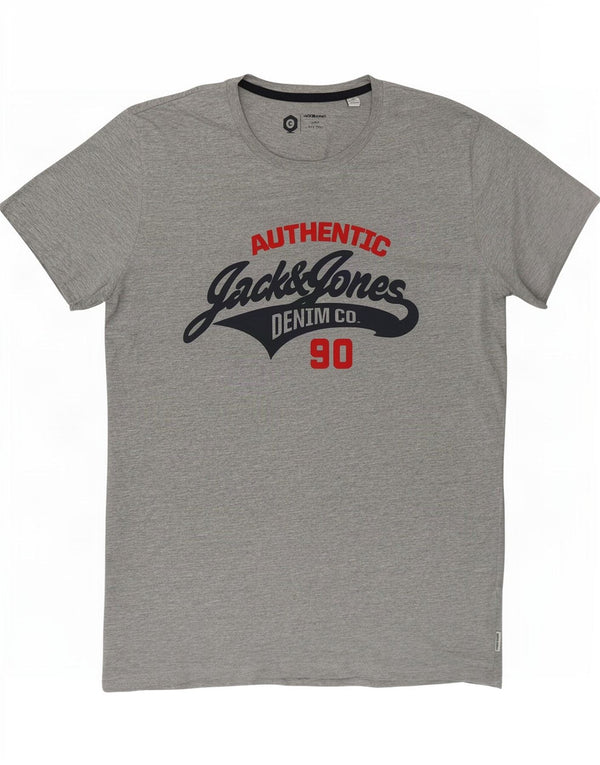Jack & Jones Herren-T-Shirt mit Grafik, groß, grau gesprenkelte Baumwolle