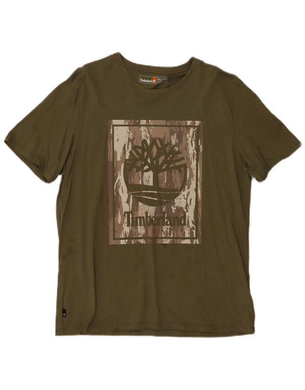 Timberland Herren Regular Fit Graphic T-Shirt Top XL Khaki Baumwolle