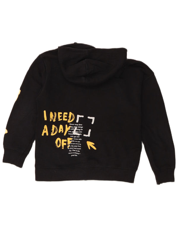 Zara Jungen-Pullover mit grafischem Kapuzenpullover, 9–10 Jahre, Schwarz