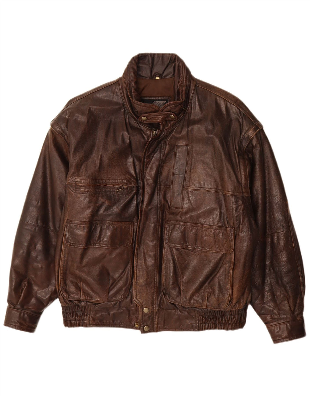 M. Flues Herren-Lederjacke mit lockerer Passform, UK 38, mittelbraunes Leder