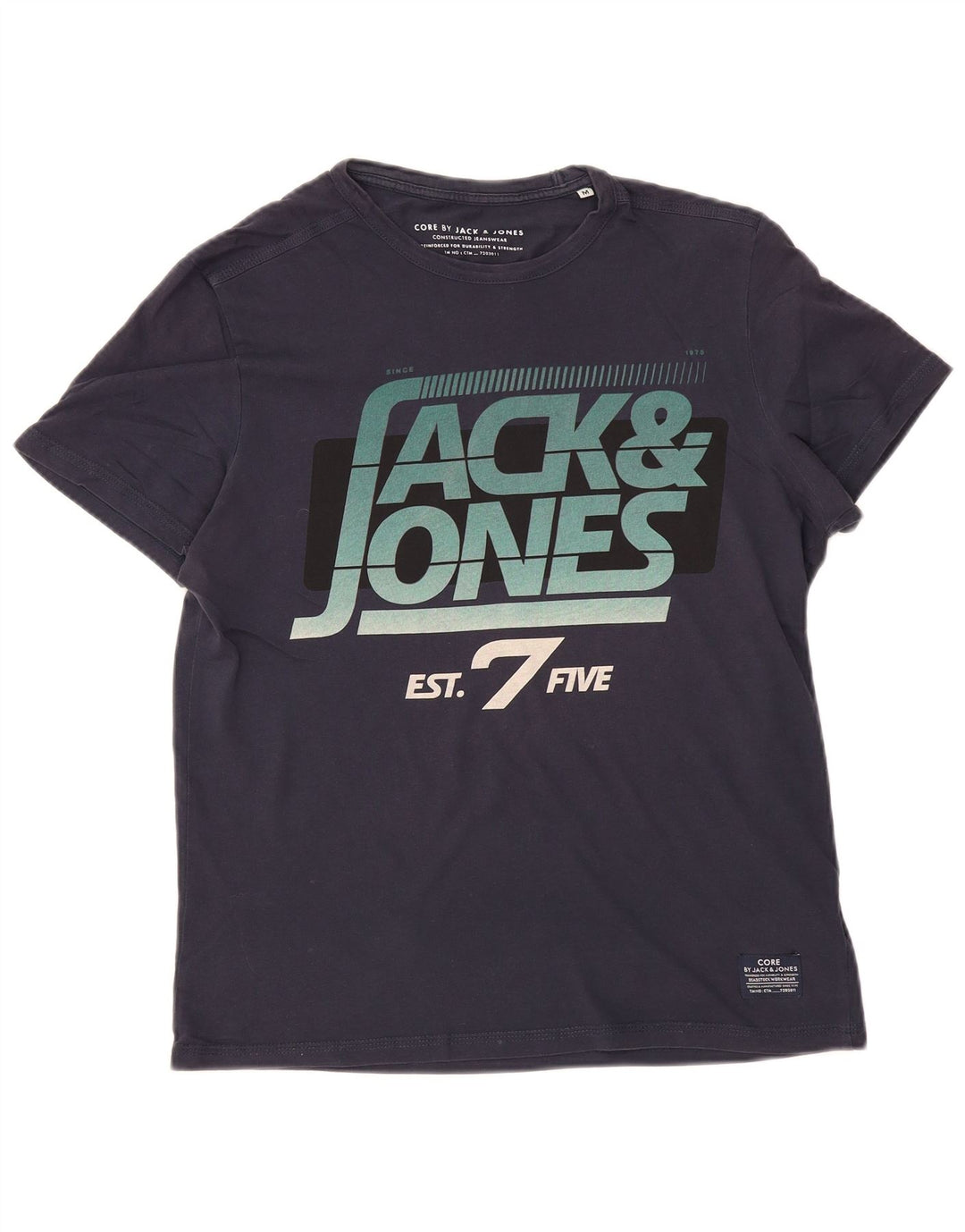 JACK & JONES Herren-T-Shirt mit Grafik, mittlere marineblaue Baumwolle