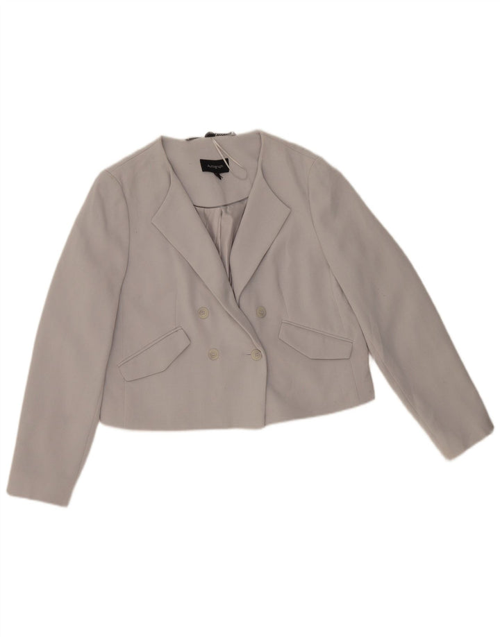 Marks & Spencer Damen Crop Zweireihiger Blazer Jacke UK 12 Mittelgrau