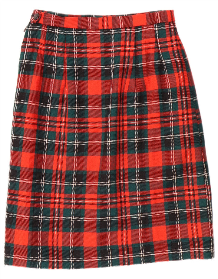 VINTAGE Damen 2-teiliges Rockset EU 42 Groß W28 L23 Rot karierte Wolle