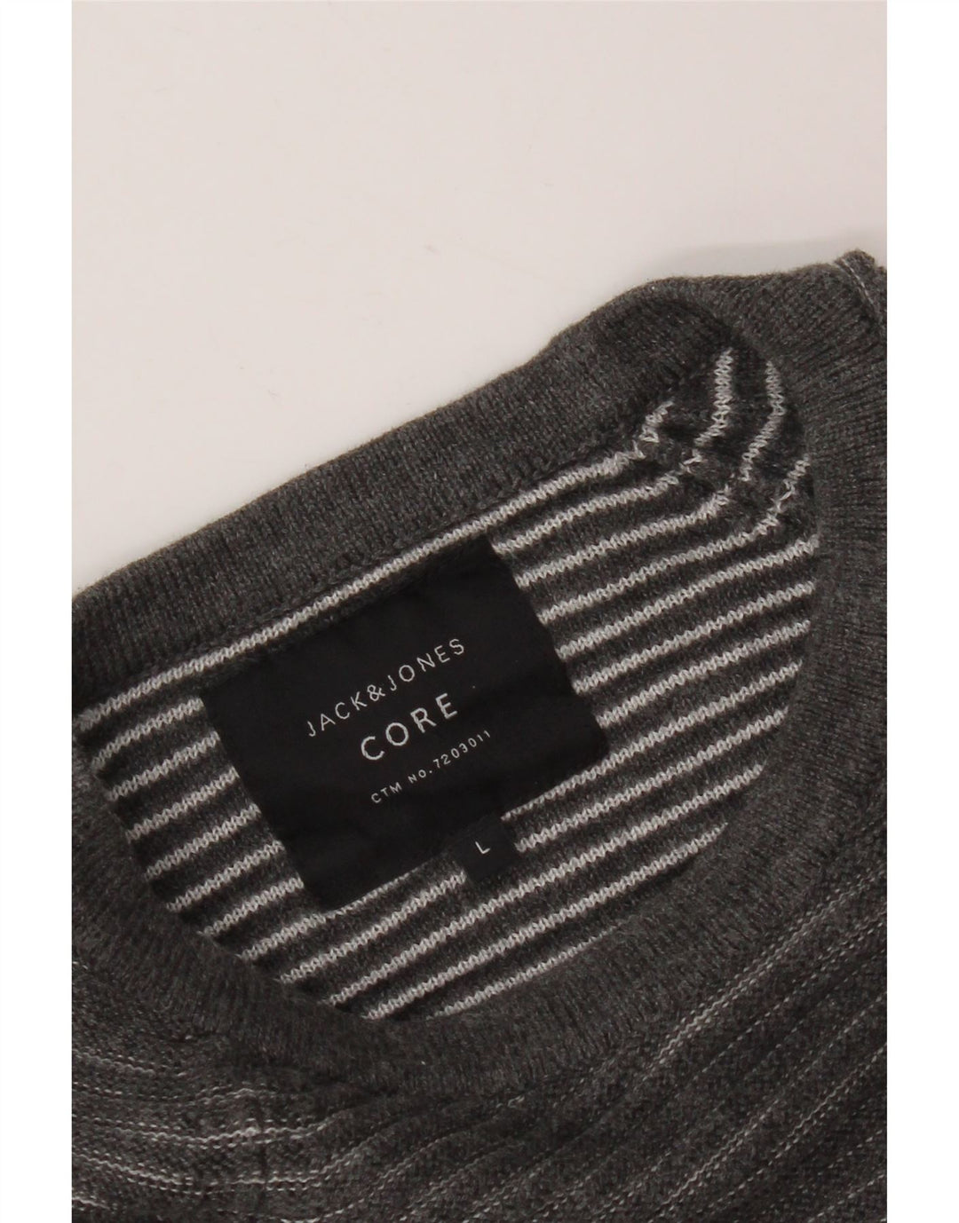JACK & JONES Herren-Pullover mit Rundhalsausschnitt, groß, grau, Nadelstreifen