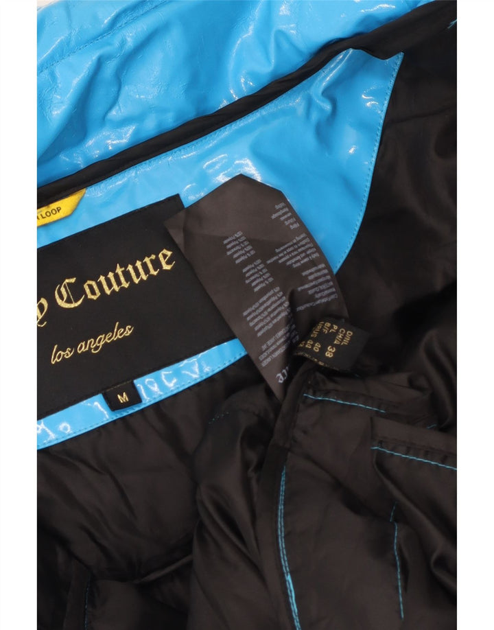Juicy Couture Damen Übergroßer gepolsterter Mantel UK 14 Mittelblaues Polyurethan