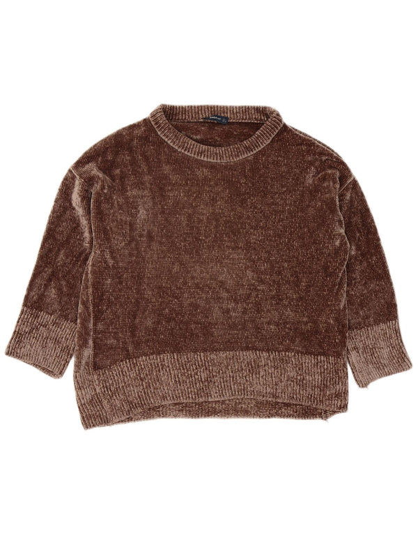Übergroßer Damen-Pullover aus Velours mit U-Boot-Ausschnitt von Zara, Gr. 40, Braun