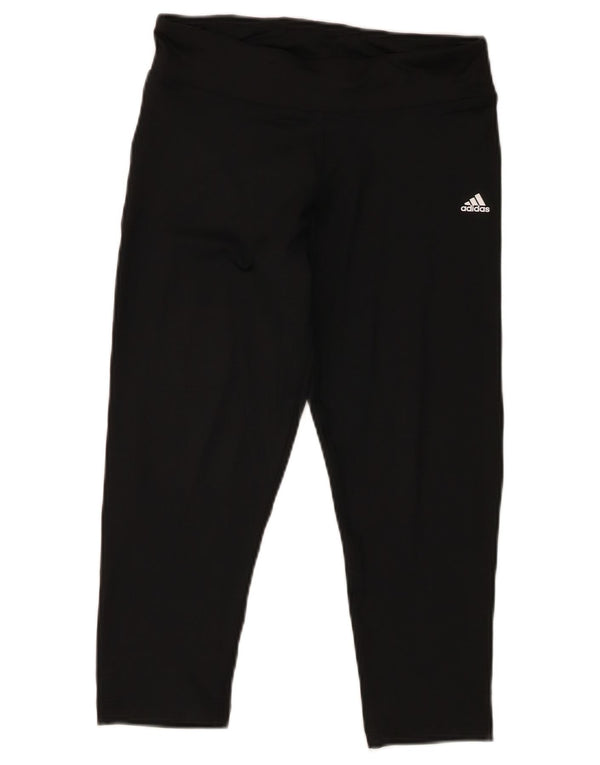 Adidas Damen Climalite Capri Leggings UK 10 Small Schwarz Polyester